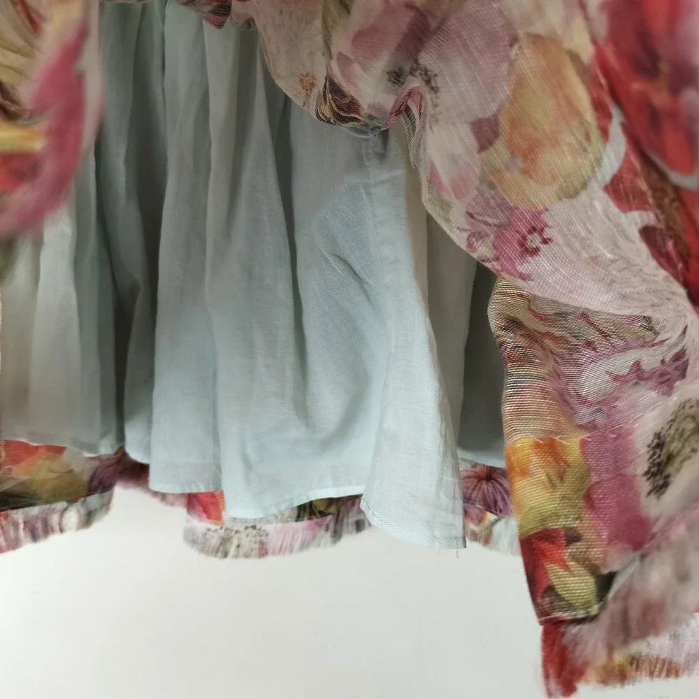 Zimmermann Wonderland Floral Mini Skirt Colorful Linen Silk - Picture 12 of 14